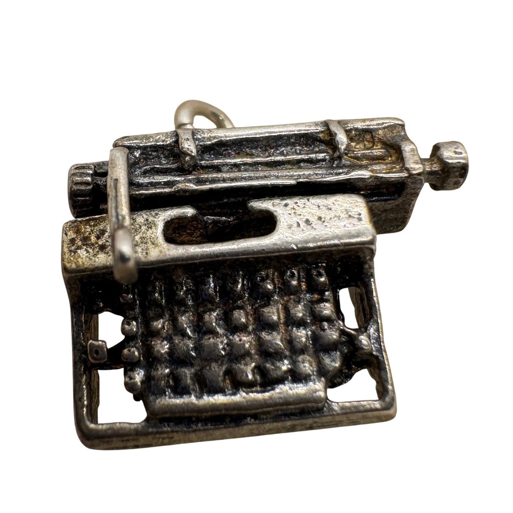 Vintage Sterling Silver Typewriter Charm Moving Carriage 4.25g Retro Writer Gift
